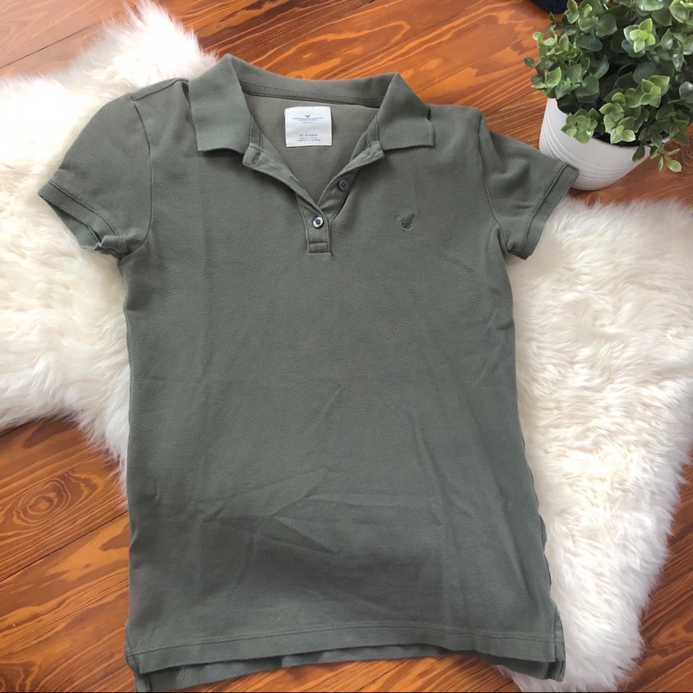 American Eagle Green Slim Fit Polo